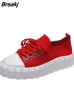 2023 Women Platform Shoes Black Rhinestone Thick Bottom Sneakers Woman Fashion Women's Slip-ons Flats Tennis Female