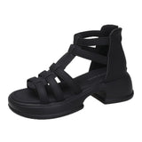 Breakj Sole Temperament Sandals Women 2023 Summer New Fashion Soft Sole Back Zipper Fairy Wind Roman