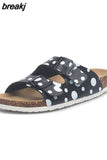 2023 New Summer Women Beach Cork Slippers Casual Double Buckle Clogs Slides Non-slip Outside