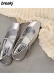 New Spring Summer Shoes Women Flat Heels Square Toe Mary Jane Ballet Flats Rainbow Candy Color Ballerina Soft Casual