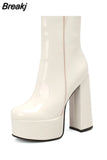 Platform Women Ankle Boots 2023 Antumn Winter Brand Design Heart Office Lady Comfy Women Modern Boots Shoes Bige Size