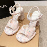 Women Sandals High heel buckle pink sandals 2023 Summer Platform Woman Shoes Sandals Office Lady Cute Elegant High Heeled