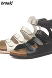 2023 New Summer Women Gladiator Buckle Cork Sandals Beach Outside Patchwork Non-slip Casual Sandalias