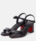 Breakj And Soft Leather 2025 Summer New Thick And Round Toe Solid Color Elegant Buckle Sandals