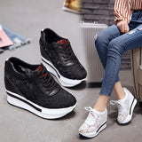 New Lace Breathable Sneakers Women Shoes Comfortable Casual Woman Platform Wedge