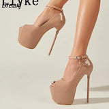 Black High Heels For Women 2023 Sexy Peep Toe Party Club Stripper Stiletto Shoes Ladies Platform Pumps Sandals Size
