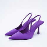 Breakj 2025 New Pointed Thin Heel Single Shoes Behind The Empty Sandals High Heel Shoes Green Women's