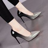 Color Pointed Toe Shallow 10CM High Heels Pumps Women Shoes2023 Office Mixed Colors Thin Heels Rubber Sole Ladies