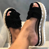 Sandals Women Heels Sandals with Wedges Shoes for Women Platform Sandals Summer Slippers Butterfly-knot Elegant Summer