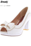 New women's Spike High Heels Peep Toe butterfly-knot Platform Shoes Woman Casual Pumps Big Size