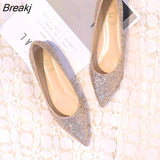 Size 31-44 Fashion Classics Silver Bling Glitter Flats Women Casual Pointed Toe Flat Loafers New Party Dress Sequin