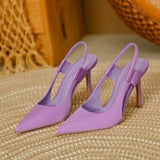 New Brand Women Lady Elegant Pumps 8.5cm High Heel Slingback Sandals Pointed Toe Slip On Thin High Heel Dress