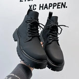Breakj Wind Ins Black Martin Boots Male Trend Autumn And Winter Tooling Locomotive Boots Korean Version High Gang