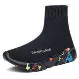 Unisex Socks Shoes Breathable High-top Running Shoes Men's Casual Sneakers Mesh Stretch Fabric Slip-On Ladies Sports