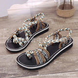 Size Summer Beach Sandals Women Clip Toe Rope Knot Flat Slippers
