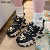 sneakers Women's Chunky Sneakers Black brown Platform Tennis Shoes for Women Thick Bottom Breathable Sports Dad