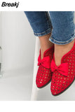 2023 Hot Hollow Out Loafers Bowtie Women Flats Pointed Toe Woman Platform Women's Plus Size Womens Shoes Comfort