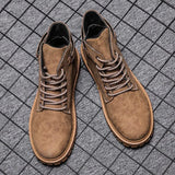 Winter Men's Boots High-Top Work Shoes Velvet All-match Snow Boot Men's British Short Boots Warm Men's Casual
