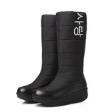 Women Down Snow Boots Girls Cotton Shoes South Korea Style Platform Wedges Mid Calf Boots Female Plush Warm Inner 2020