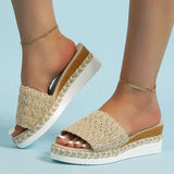 Weaving Wedge Slippers for Women 2023 Summer Thick Sole Platform Sandals Woman Lightweight Non Slip Casual