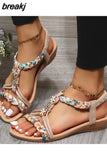 Woman Summer 2023 Fashion Comfortable Weave Slippers Beach Bohemian Slides Ladies Flats Sandals Rome Shoes for