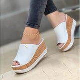 Summer 1 Wedges Retro Fish Mouth Large Size Sandals Women High Heel Platform Solid Color Plus Size Shoes