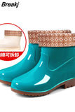 Rain Boots Women's Low-Cut PVC Beef Tendon Platform Solid Color Work Shoes Waterproof Rain Boots Thick Bottom for