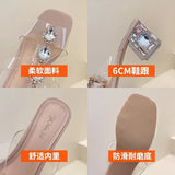 Transparent Crystal Stiletto Buckle Ladies Sandals Summer Elegant Open-toe Sexy High-heel Wedding