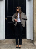 V-neck Single Breasted Long Sleeved Jacket Women's Fashion Casual Autumn Winter Warm Coat 2023 Female Chic Street