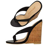Summer, The New Ladies' Large Size Sandals With Toe Slope And Cool Mop Wood Grain Bag With Round Head And High