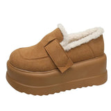 Suede Chunky Platform Snow Boots Women Comfort Short Plush Winter Cotton Shoes Woman 2023 Slip On Warm Flats Boots
