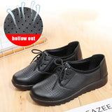 Kitchen Work Shoes for Women Restaurant Non-slip Walking Shoes Big Size 42 Flat Heel Oxford Flats Woman Fur