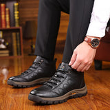 New Men Waterproof Ankle Boots Winter Warm Plush Snow Outdoor Sneaker Work Male Rubber