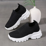 Fashion Sneakers for Women 2023 New Knitting Mesh Women's Vulcanize Shoes Thick Bottom Slip On Walking Shoes Plus Size