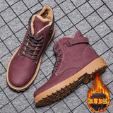 Winter Men's Boots High-Top Work Shoes Velvet All-match Snow Boot Men's British Short Boots Warm Men's Casual
