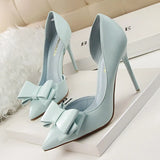 Breakj Korean Version Of Fashion Delicate Sweet Bow High Heels Fine Heel High Heel Shallow Mouth Tip