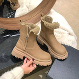 Women's Flat Bottom Plush Ankle Boots 2022 Winter New Versatile Women's Boots Thick Snow Velvet Warm Boots Casual Zipper