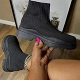 Knit Boots 2022 Women's Short Boots Women's Thick and Comfortable Platform Boots Women's Botas Altas Plataforma