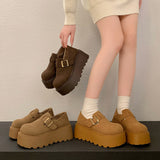 Breakj Women's New Vintage Vintage Retat One-Legged Lefu Shoes Round Headed Cotton Shoes In The Autumn And Winter