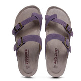 Women's Genuine Leather Mule Clogs Slippers High Quality Soft Cork Three Buckles Slides Footwear For Women