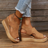 Plus Size Wedge High Heels Sandals Women 2024 Peep Toe Platfrom Sandals Woman Buckle Strap Non Slip Beach Sandles