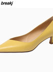 Size 33-40 Women Pumps Real Leather 2023 Summer Low Heels For Ladies Pointed-Toe Sexy Kitten Heel Shoes Luxury