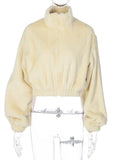 Furry Jackets Turn Down Collar Zipper Soft Women's Winter Autumn Thick Fashion Warm Crop Coats Streetwear Outwear