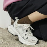 Women Sneakers Flats Platform Shoes Patchwork Thick Bottom Real Leather Round Toe Casual Ladies Sneakers Size