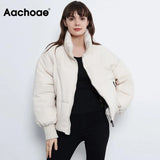 2021 Solid Color Fashion Winter Parka Women Long Sleeve Zipper Thick Warm Parkas Coat Casual Down Jacket With