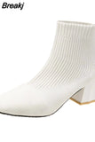 Stretch Fabric Booties Woman 2023 High Heels Luxury Designer Round Toe Ladies Stiletto Fashion Ankle boots Rubber