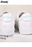 Fashion Embroider Breathble Vulcanized Shoes Women Sneakers Pu Leather Platform Shoes Women Lace Up Casual Shoes