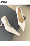 Spring Shoes Women Thin Heels Pumps Elegant Pointed Toe Deep V Design Shallow Dress Shoes Party Wedding Candy Colors