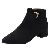 Boots Women Fall 2023 New Frosted PU Heel Ankle Boots Color Martin Boots Thick Heel Pointed Women's