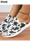 Print Half-slipper Print Casual Slip-on Shoes Retro Light and Comfortable Walking Vulcanized Shoes Women's Large